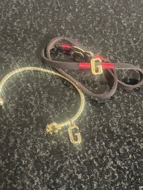 Harry Potter GriffendorGold Initial 'G' Charm Bracelet and Leather Wrap Bracelet